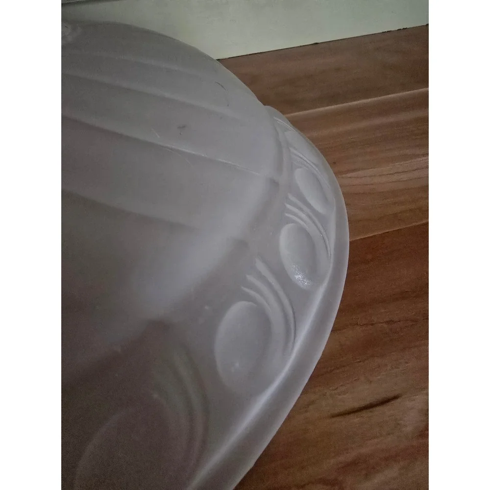 Antique 1930s Art Deco Frosted Glass Ceiling Light Shade Swirl Pattern  14.4